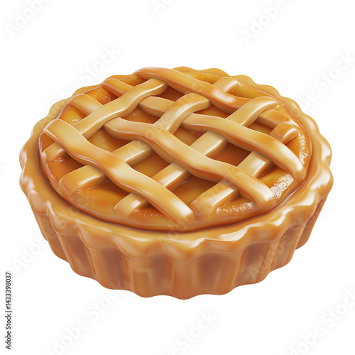 Delicious Caramel Apple Pie Tart: 3D Render of Sweet Pastry Dessert