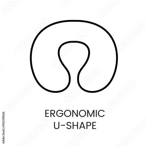 Ergonomic U shape pillow icon symbolizing neck support ideal for travel pillow marketing orthopedic sleep promotions and wellness branding line icon in vector with editable stroke