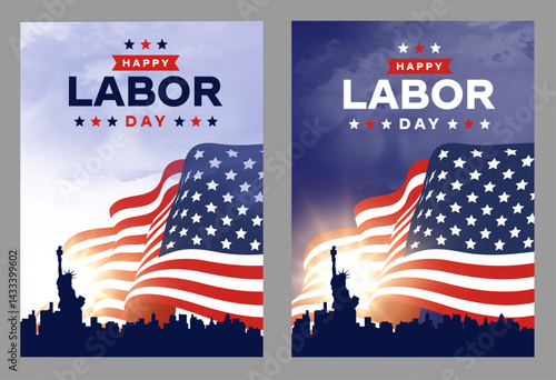 Happy labor day in United States of America background vector. America flag with labor day typography. USA poster. 1 May America workers day.	
