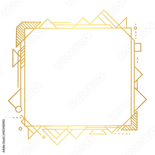 Minimalist gold origami bird frame with clean geometric lines, ideal for luxury invitation templates, elegant graphic design, modern branding, premium packaging, and stylish web or print decor project