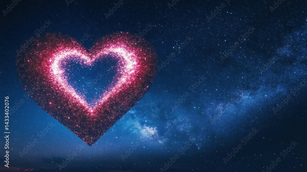 A Radiant Heart Shapes Through Beautiful Cosmic Space A Radiant Heart Shapes Through Beautiful Cosmic Space