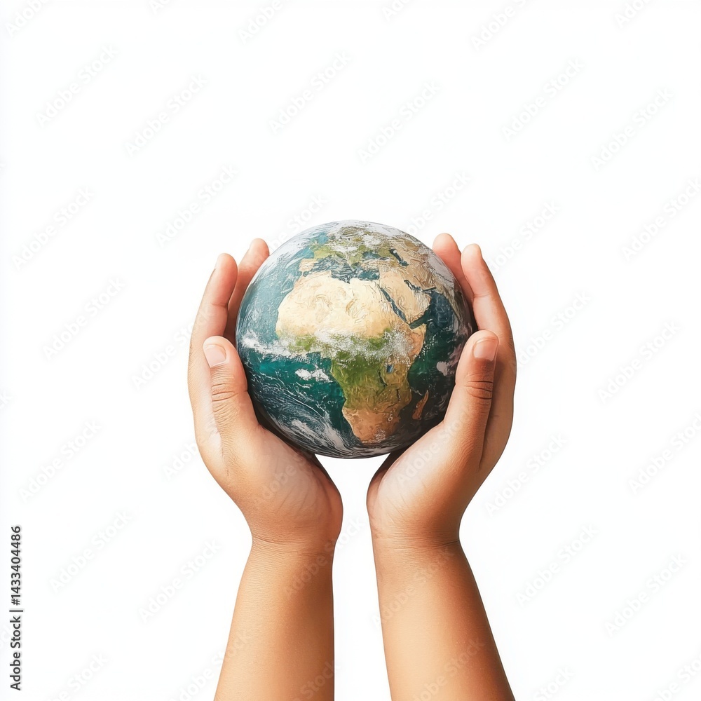 Hands holding a globe, symbolizing care for the Earth and global responsibility. Hands holding a globe, symbolizing care for the Earth and global responsibility.