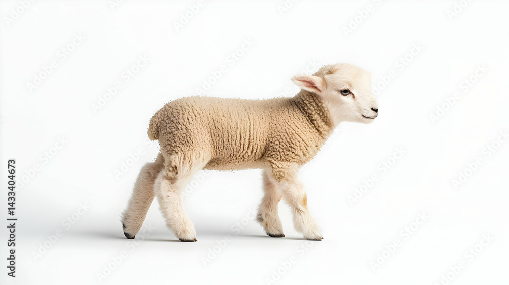 Fototapeta premium Adorable Lamb Standing Profile View
