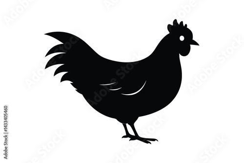 Hen Silhouette Minimalist Black Farm Bird Design