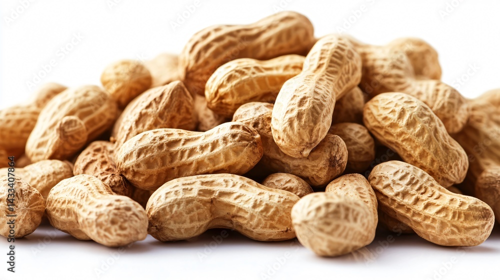 Organic Peanuts in Shell Heap on White Background for Nutritious Food Concept Organic Peanuts in Shell Heap on White Background for Nutritious Food Concept