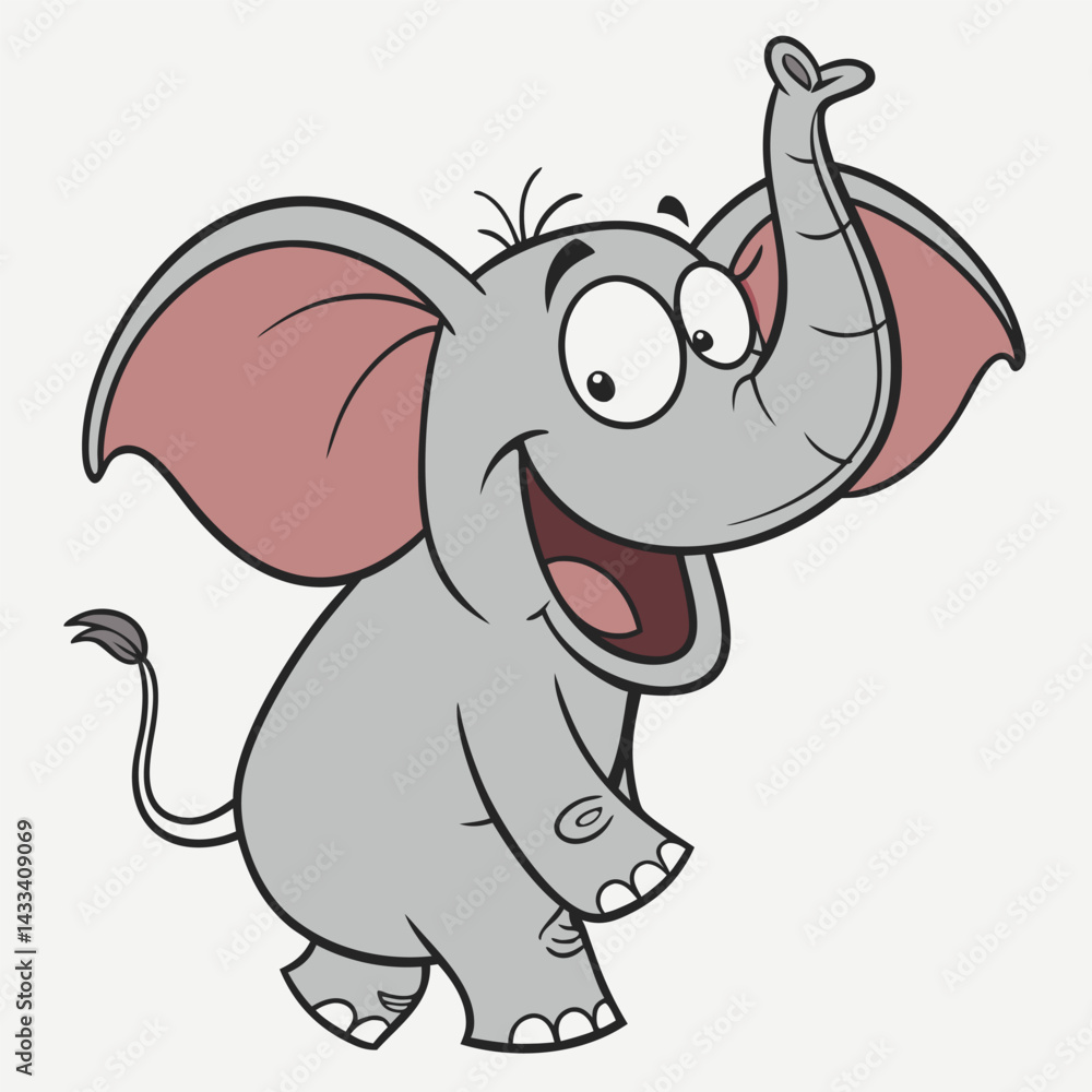 Obraz premium Cute Cartoon Elephant Smiling Vector Art Illustrator