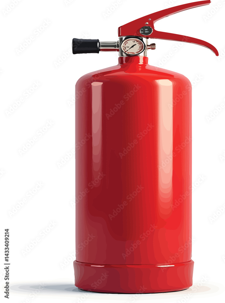 Obraz premium Red fire extinguisher safety equipment for emergency use and fire protection in home office or building
