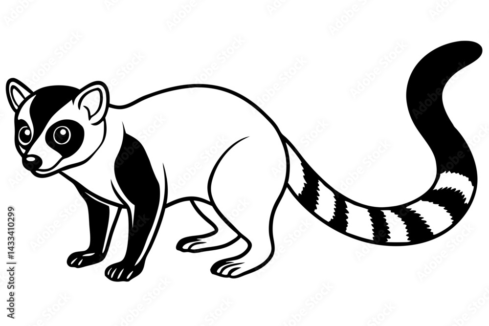 Fototapeta premium Modern Ringtail Sketch