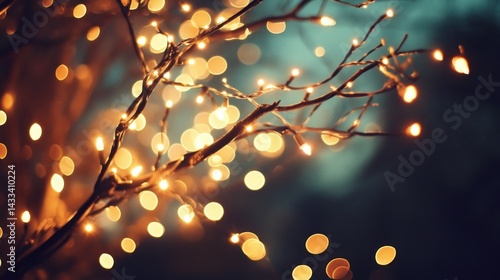 Wallpaper Mural Illuminated branches featuring out of focus circular lights in the evening Torontodigital.ca