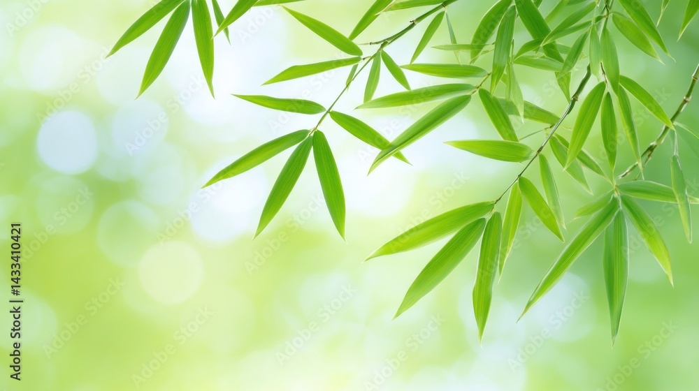 Fototapeta premium Vibrant Green Bamboo Leaves Against Soft Background