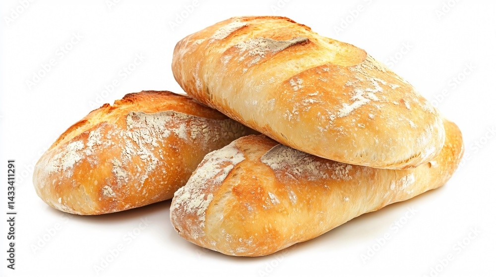Fresh Italian Ciabatta Bread on White Background for Food Design Concept Fresh Italian Ciabatta Bread on White Background for Food Design Concept