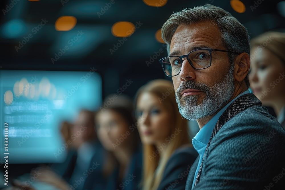 Focused businessman leads a corporate meeting. Focused businessman leads a corporate meeting.