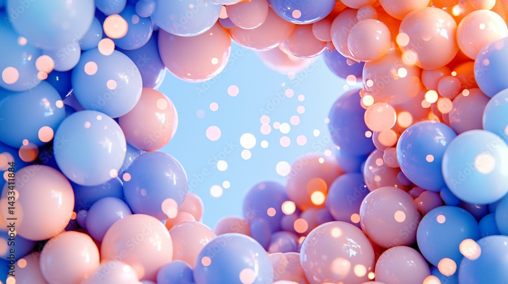 pastel and bright balloons floating over a cloud of soft smoke ink, abstract whimsical background, colorful spots in soft bokeh, realistic lighting, Adobe Stock style pastel and bright balloons floating over a cloud of soft smoke ink, abstract whimsical background, colorful spots in soft bokeh, realistic lighting, Adobe Stock style