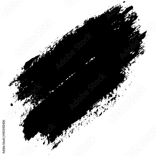 Bold black paint stroke on a white background highlighting artistic expression and creativity