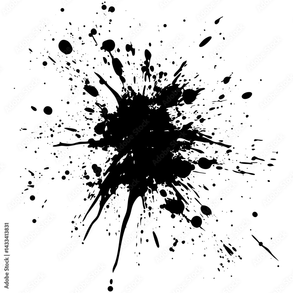 Black ink splash on white background demonstrating creative artistic expression Black ink splash on white background demonstrating creative artistic expression