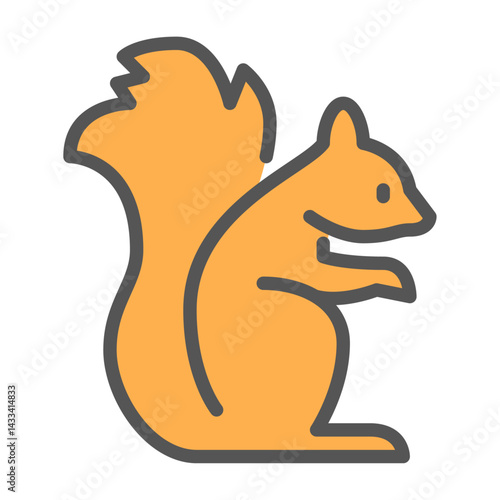 squirrel filled outline icon. animal color line illustration.