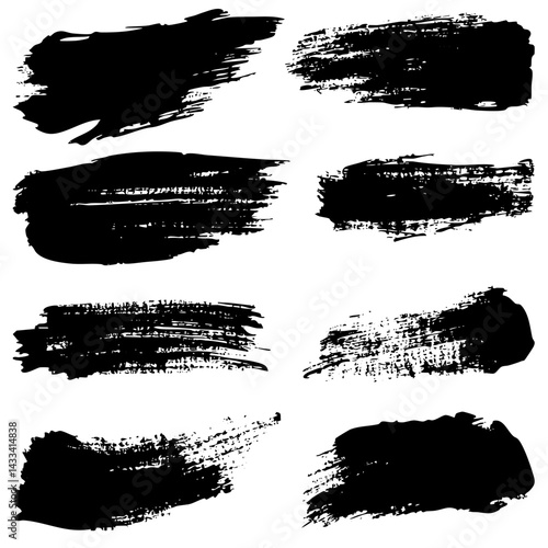 Variety of black paint strokes for artistic and design purposes