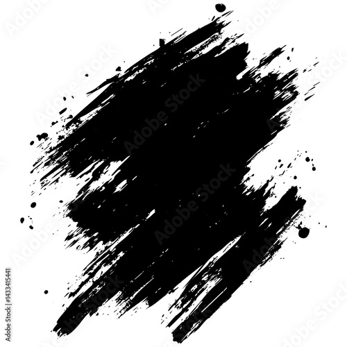 Abstract black paint splatter on white background creating dramatic visual contrast