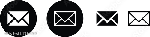 Mail envelope icon set in linear style isolated on transparent background. Email closed inbox vector collection editable stroke. E-mail icon, sign of an incoming unopened send message for app and web.