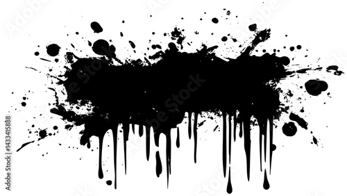 Abstract black paint splash creating dynamic visual texture on a white background