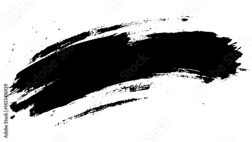 Dynamic black paint stroke on a white background showcasing artistic texture and depth