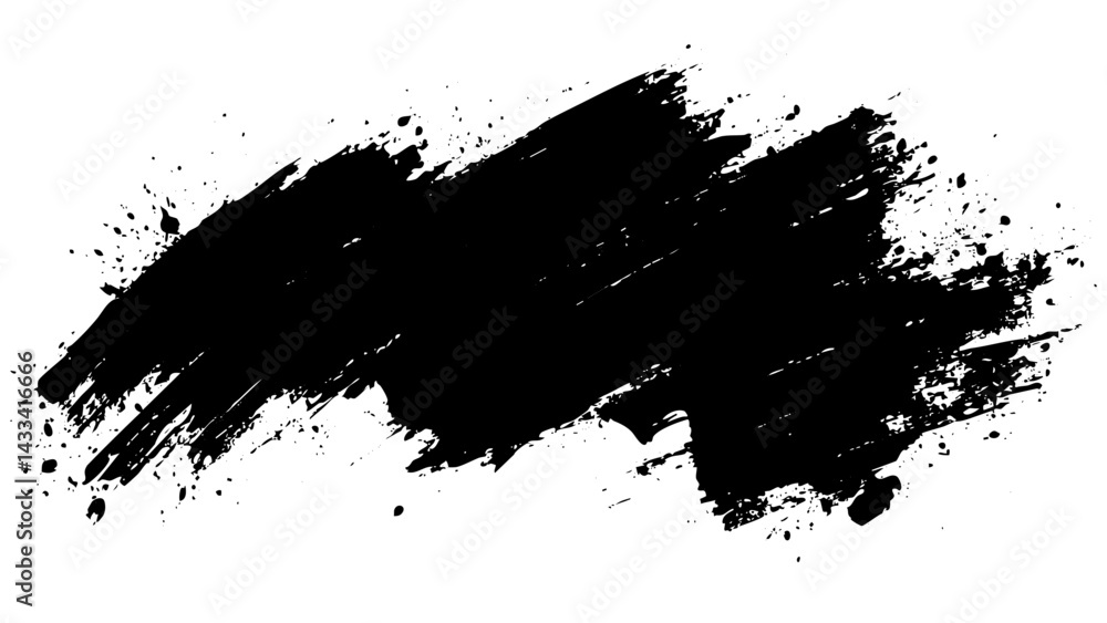 Naklejka premium Black paint splash on white background creating an abstract artistic effect in the studio