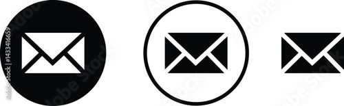 Mail envelope icon set in linear style isolated on transparent background. Email closed inbox vector collection editable stroke. E-mail icon, sign of an incoming unopened send message for app and web.