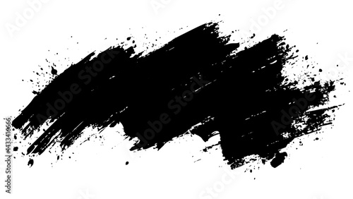Black paint splash on white background creating an abstract artistic effect in the studio