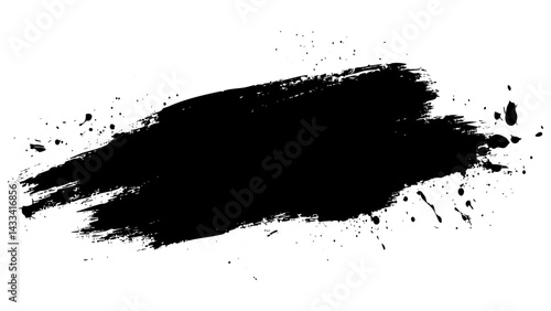 Bold black paint stroke creating an expressive background texture for art projects