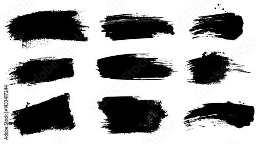 Various black brushstroke designs for artistic applications