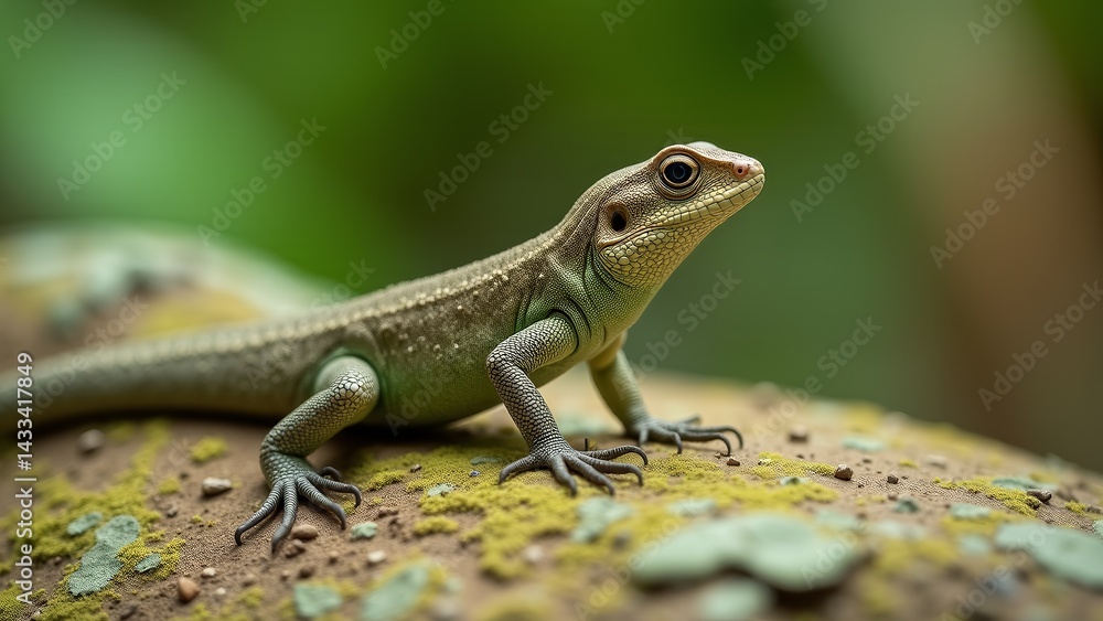 Lizard On Rock In Natural Habitat Lizard On Rock In Natural Habitat