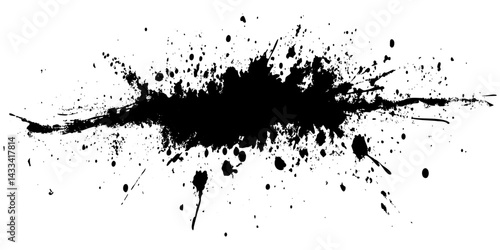 Artistic black ink splash on a white background expressing creativity and energy