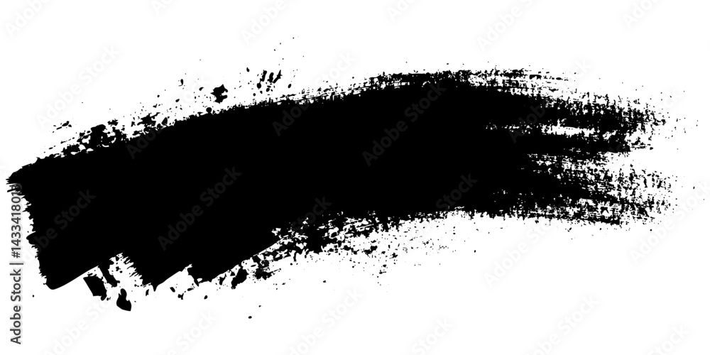Naklejka premium Bold black paint stroke across a white background creates a striking artistic contrast