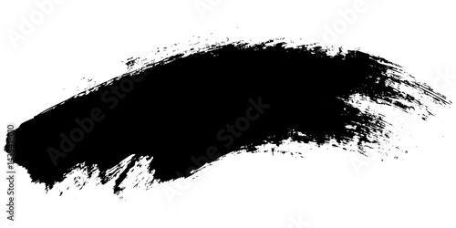 Black paint stroke on white background creating an abstract artistic effect