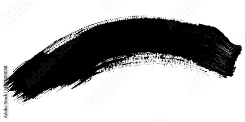 Bold black brush stroke creating a striking artistic effect on a white background