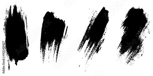 Black paint strokes create dynamic texture for artistic expression