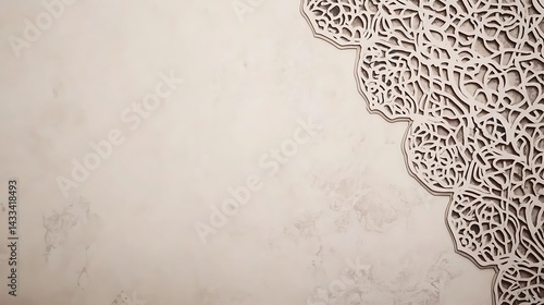 Beige Floral Lace Border Design.