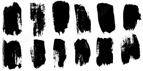 Abstract black brush strokes on white background for artistic projects and design