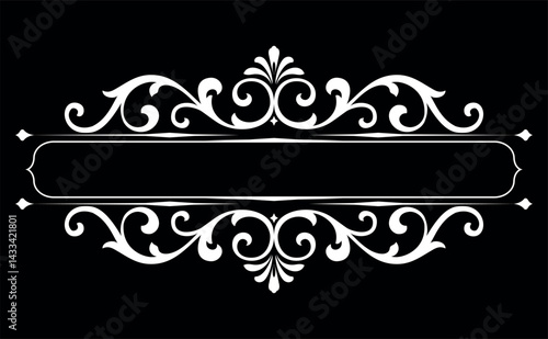 Vintage black and white element. Graphic vector design. Damask graphic ornament