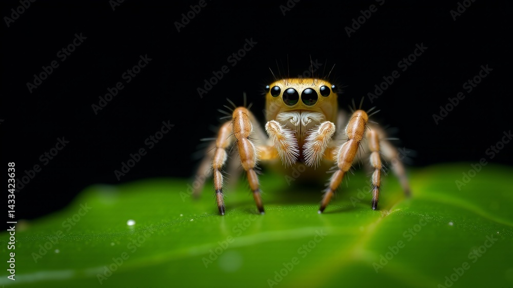 Jumping Spider On A Green Leaf Jumping Spider On A Green Leaf