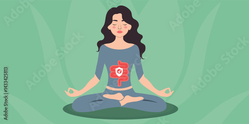 Yoga for digestive wellness and internal health in serene green setting