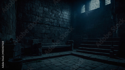 Obraz na płótnie Mysterious dungeon with a gloomy, eerie vibe. w salonie