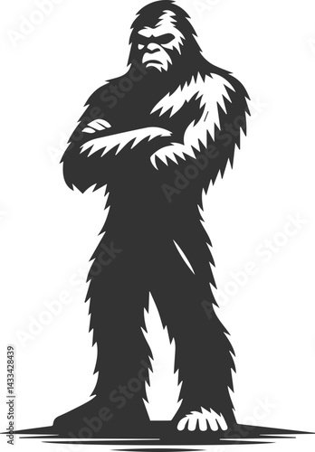 Vector silhouette of a bigfoot