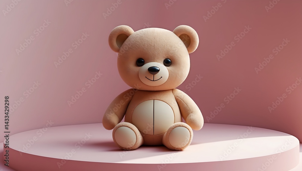 Obraz premium Adorable 3D Rendered Teddy Bear Cute Plush Toy Illustration