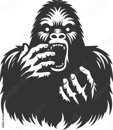 Vector silhouette of a bigfoot