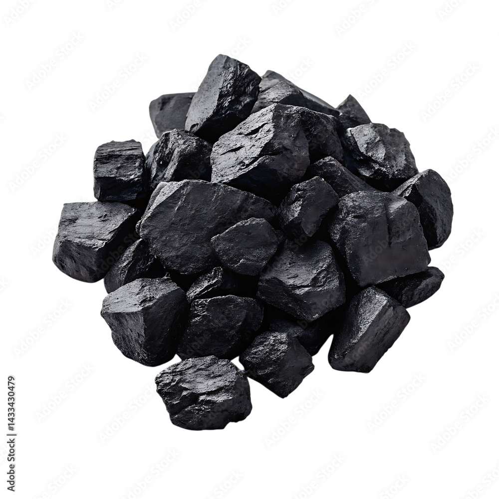 Fototapeta premium Pile of black coal rocks, energy source.