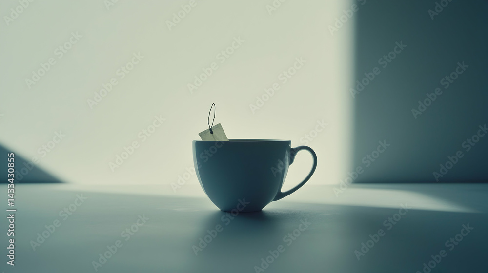Serene teacup, sunlight, minimalist setting, peaceful morning beverage Serene teacup, sunlight, minimalist setting, peaceful morning beverage