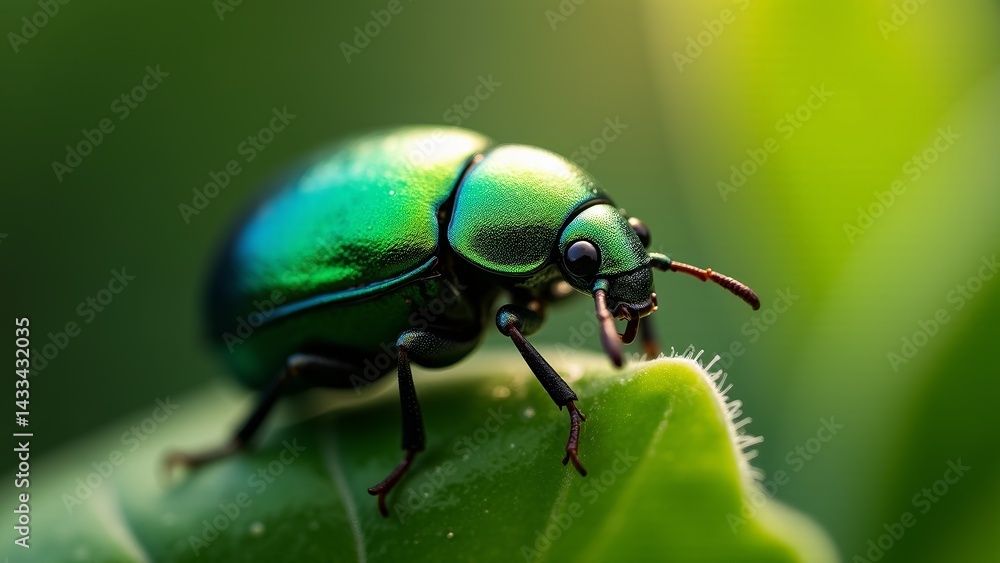 Green Jewel Beetle On A Leaf Green Jewel Beetle On A Leaf
