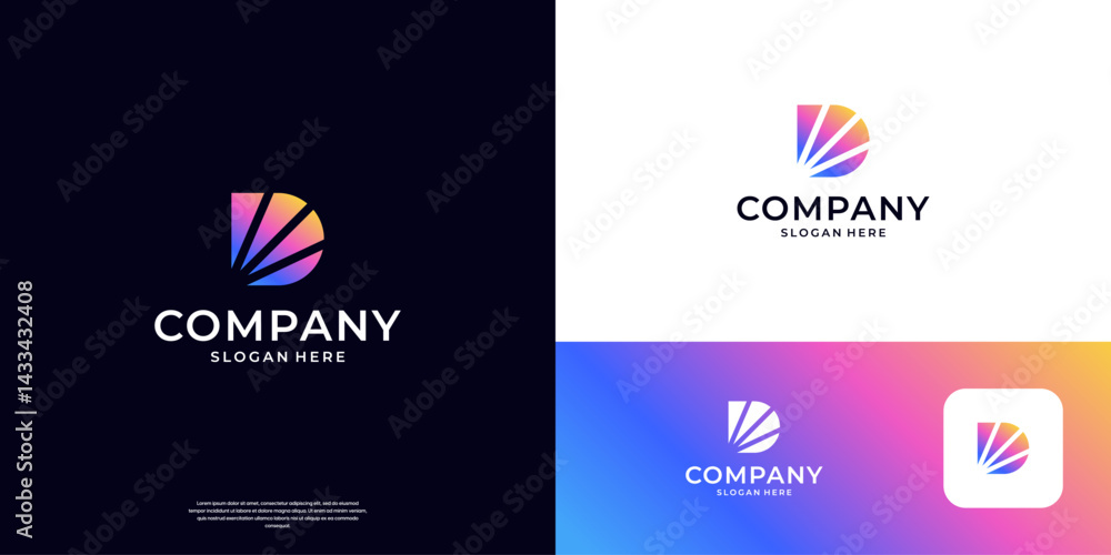 Abstract letter D logo design template. Abstract letter D logo design template.