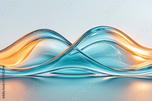 Abstract Blue and Orange Liquid Wave Forms